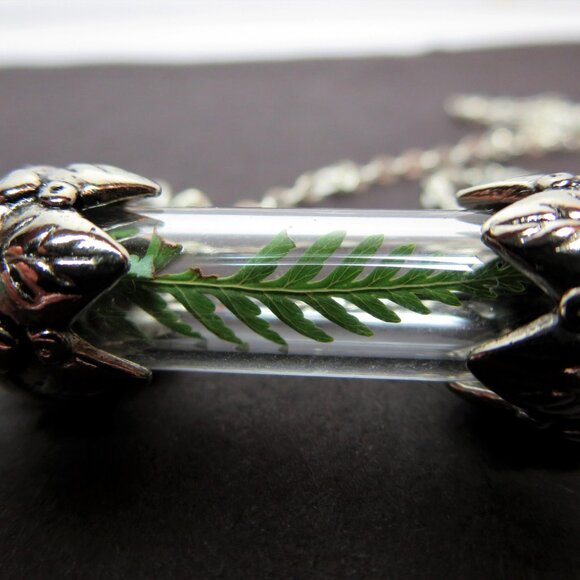 Fern Necklace Pressed Fern charm dried ferm Terrarium pendant Botanical locket - Picture 1 of 11